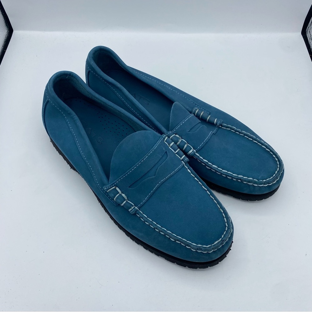 Froats Boston Men's Teal Blue Suede Vibram sole Loafers size 10
